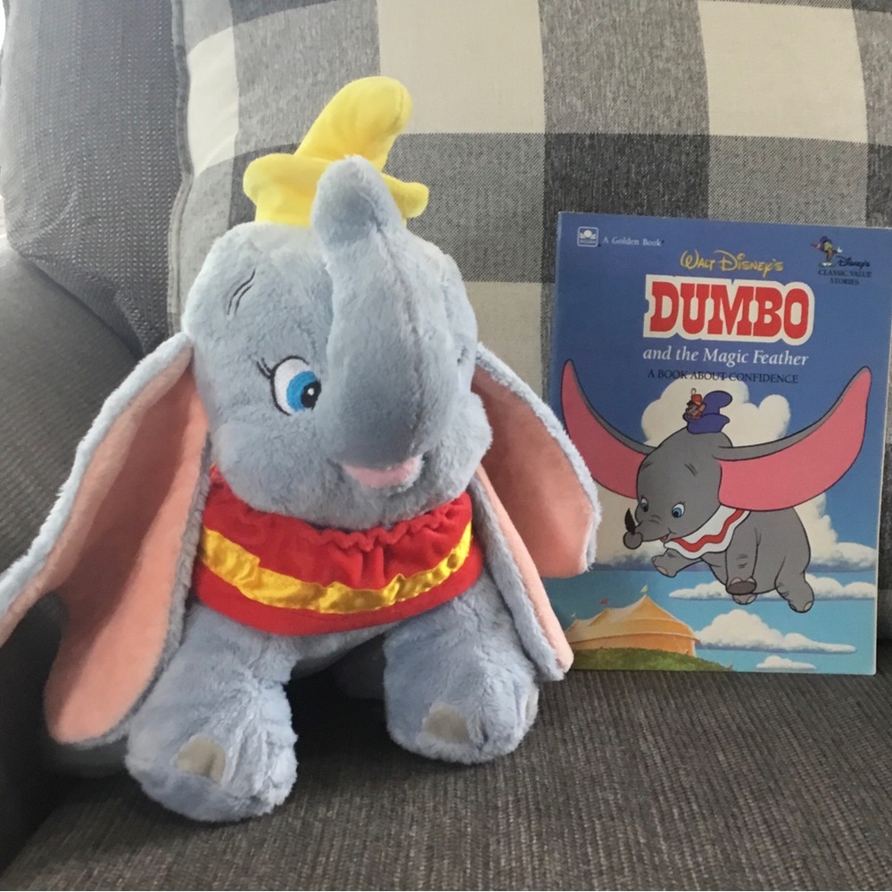 Disney Dumbo 16” Plush and Vintage Dumbo Book Bundle